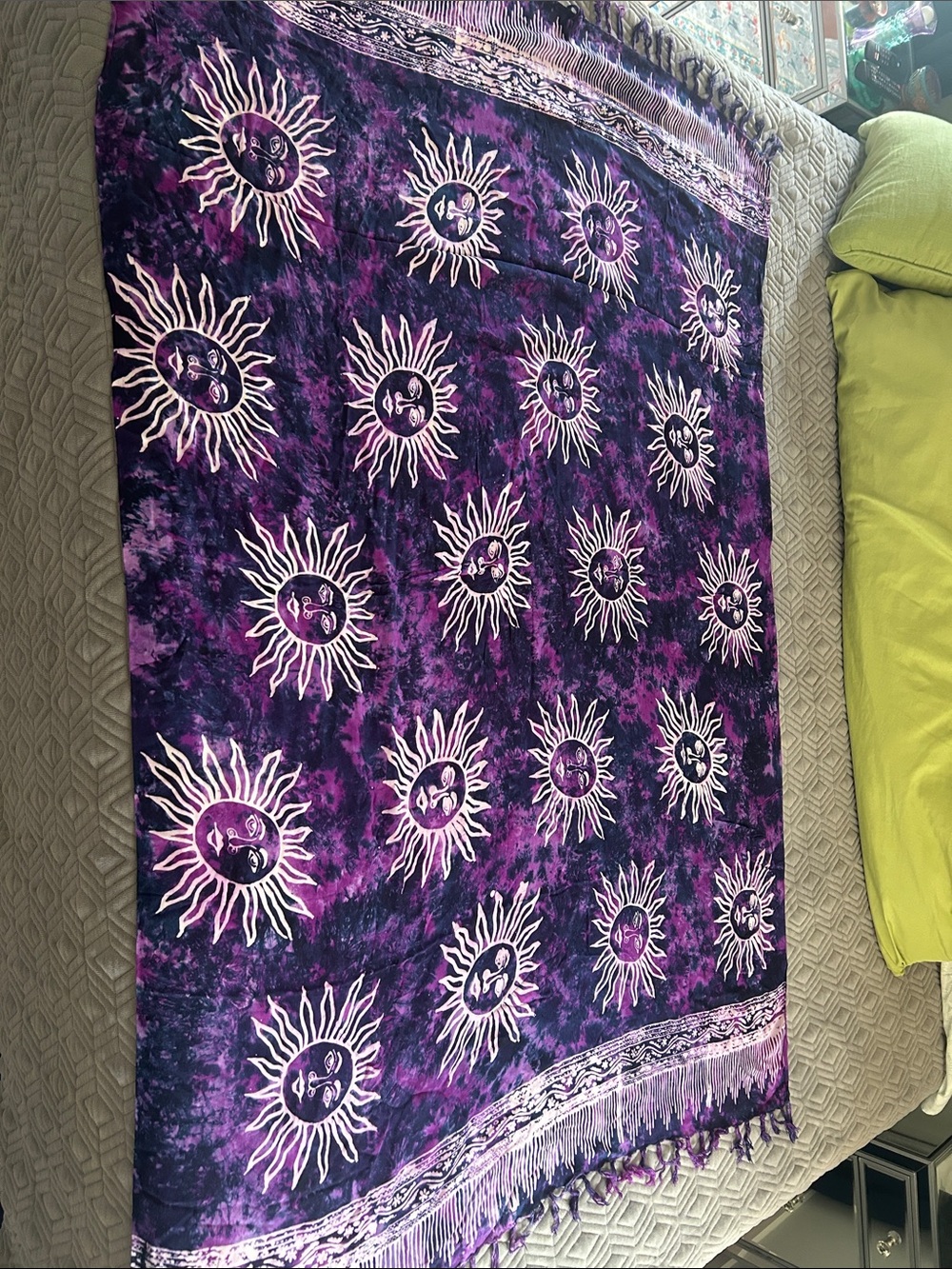 Purple Sunburst Tapestry Wall Hanging - Bohemian Sun Design